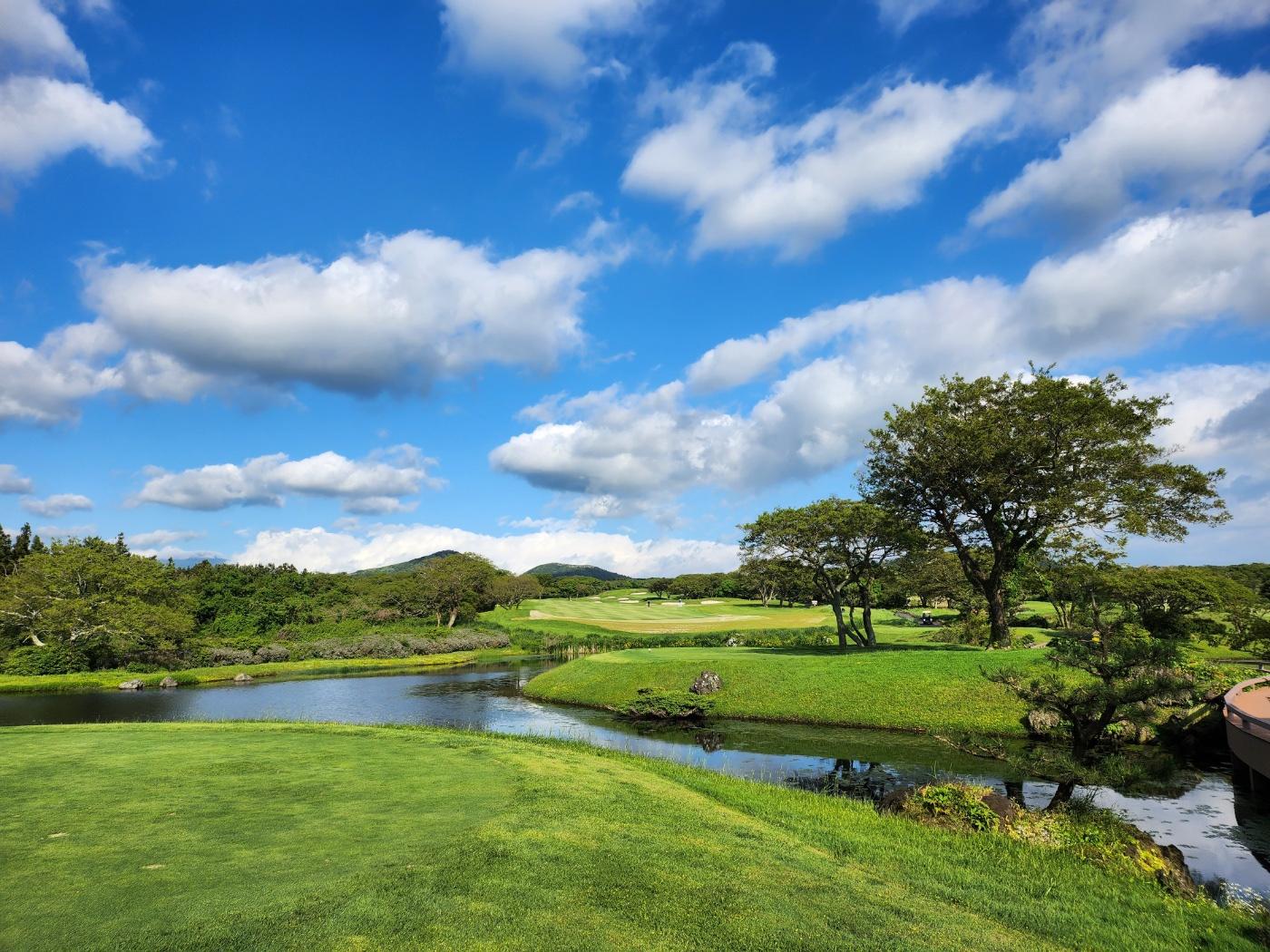 Blackstone Jeju, volcanic fairway and dark rock on Jeju Island, South Korea