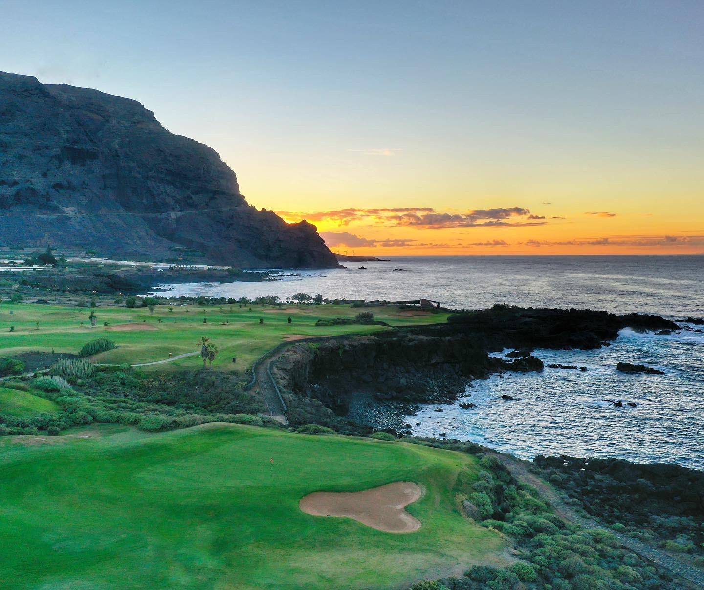 Buenavista Golf, clifftop fairway above the Atlantic on the north coast of Tenerife, Spain