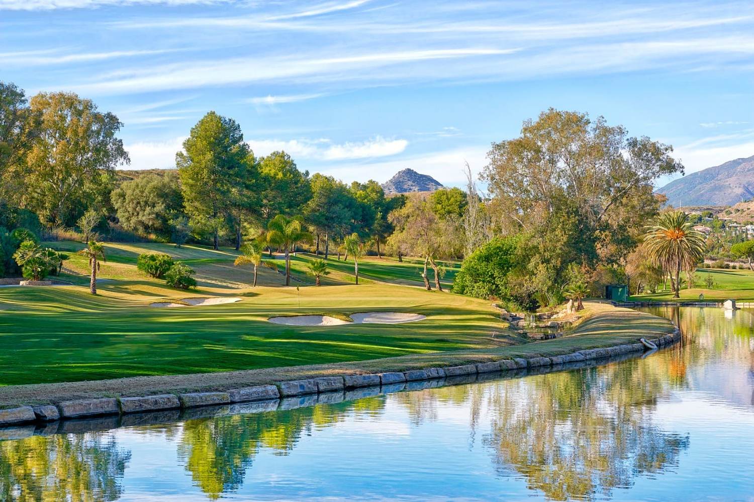 El Paraiso Golf Club, gently rolling parkland fairway near Estepona on the Costa del Sol, Spain