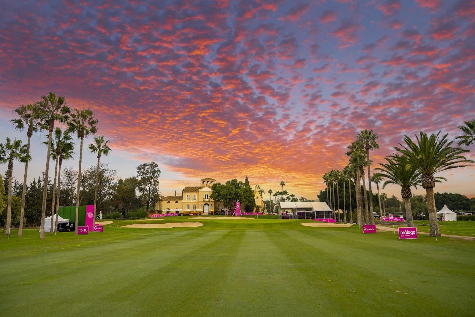 Real Guadalhorce Club de Golf, parkland fairway with mature trees near Malaga, Costa del Sol