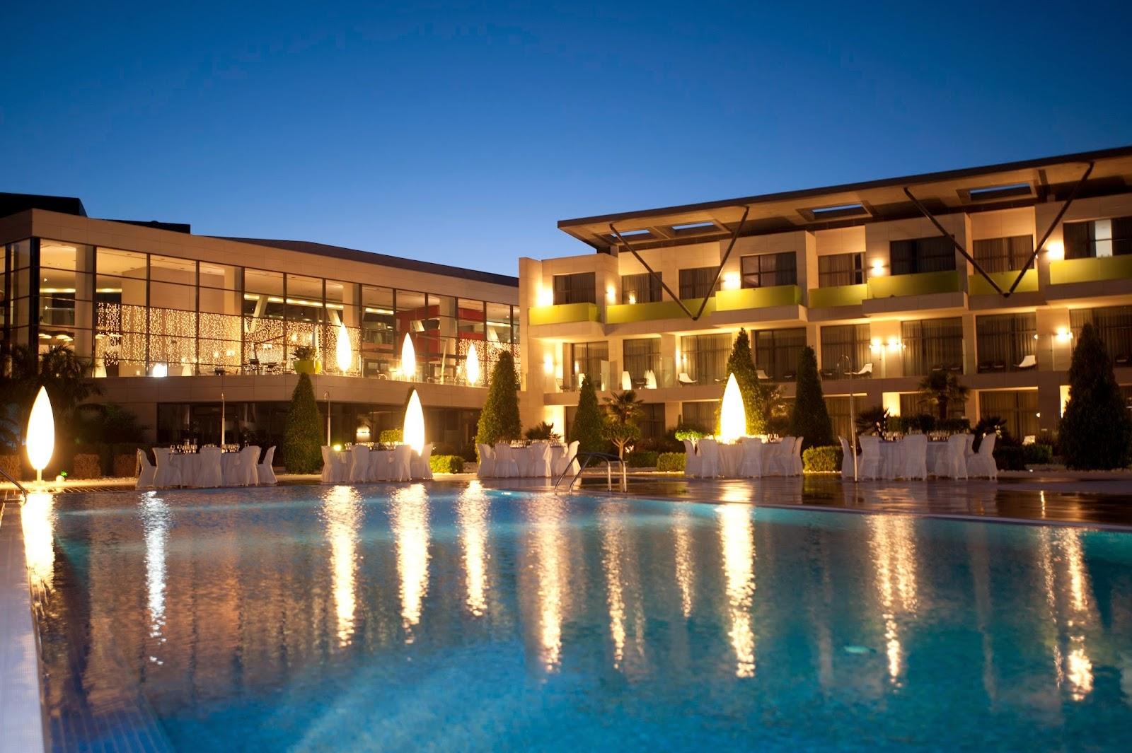 La Finca Golf, wide fairway and lake across the Vega Baja valley near Algorfa, Alicante, Spain