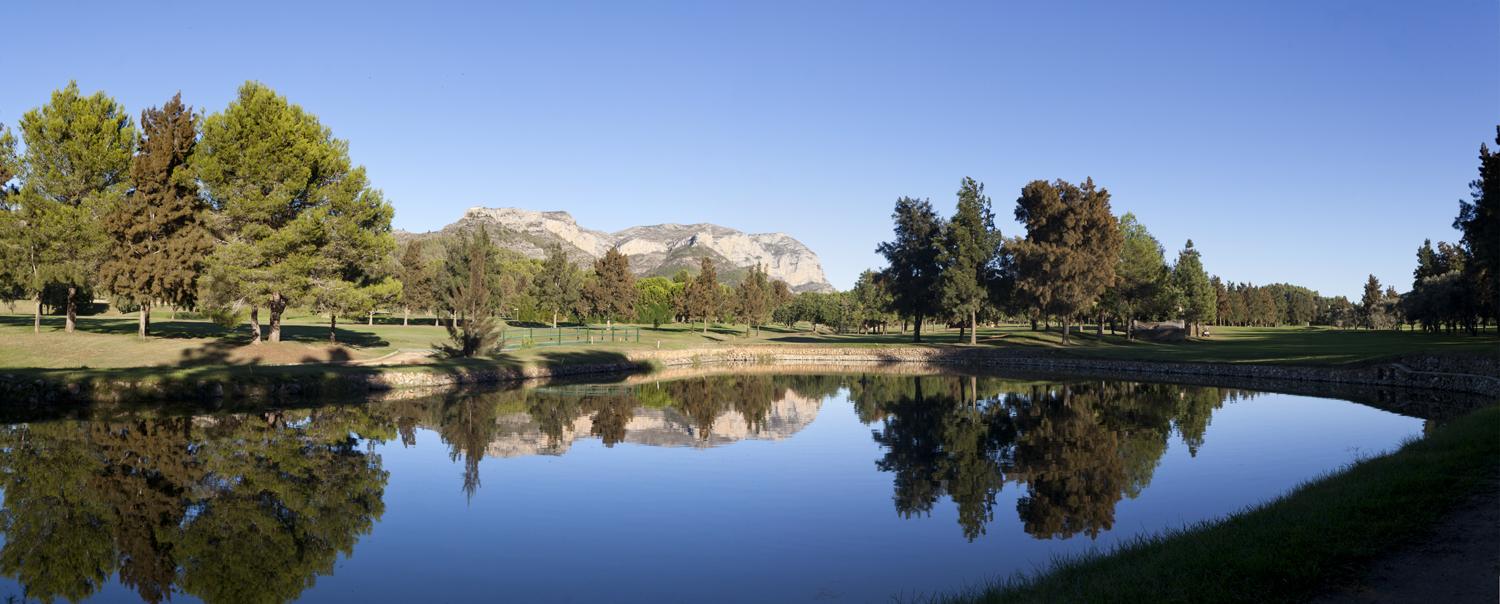 La Sella Golf, parkland fairway below the Montgo massif near Denia, Spain