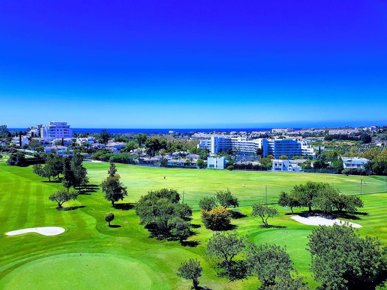 Real Club de Golf Guadalmina South Course, tree lined parkland fairway near San Pedro de Alcantara, Marbella, Spain
