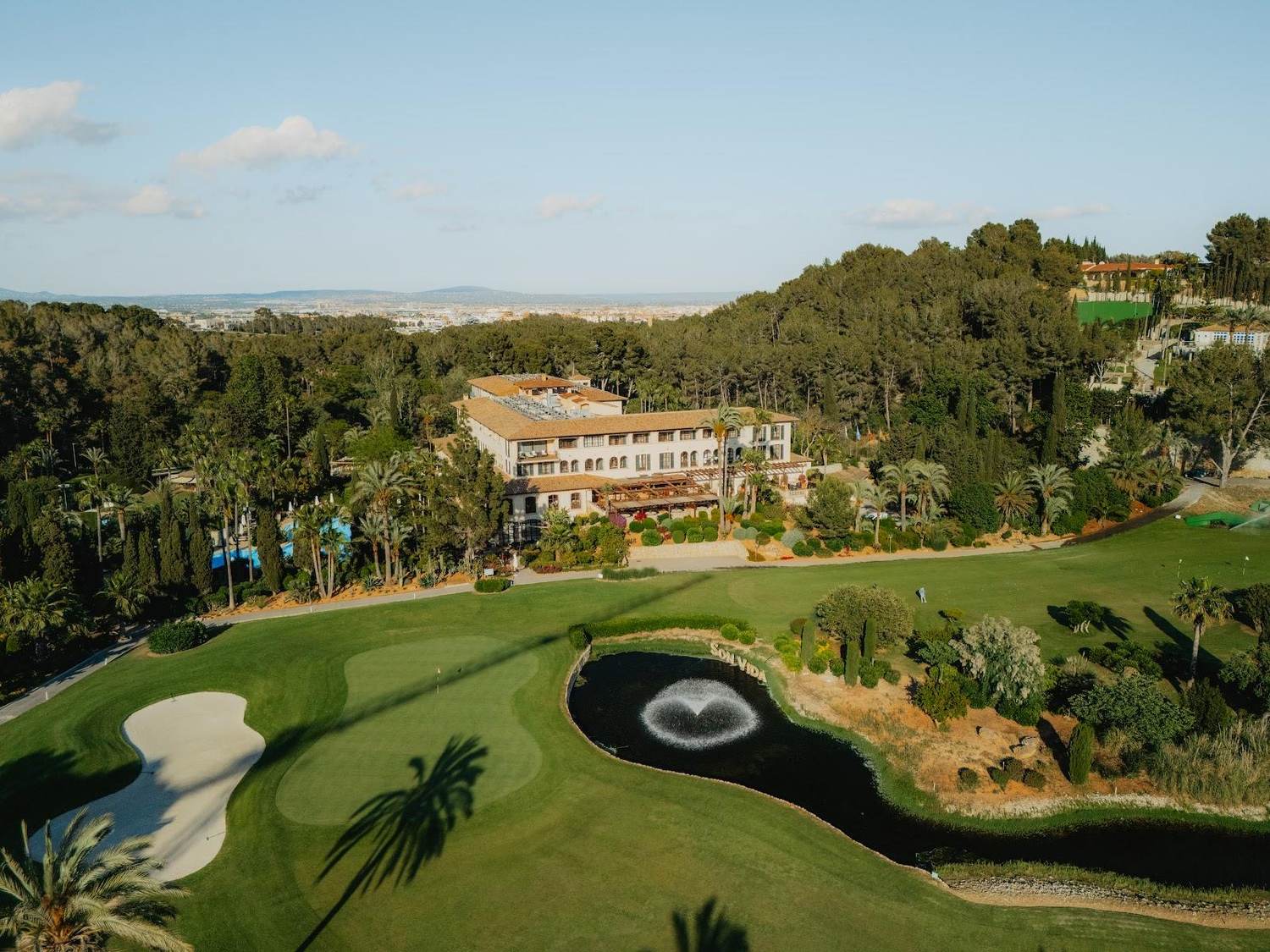 Golf Son Vida, tree lined fairway in the hills above Palma de Mallorca, Spain