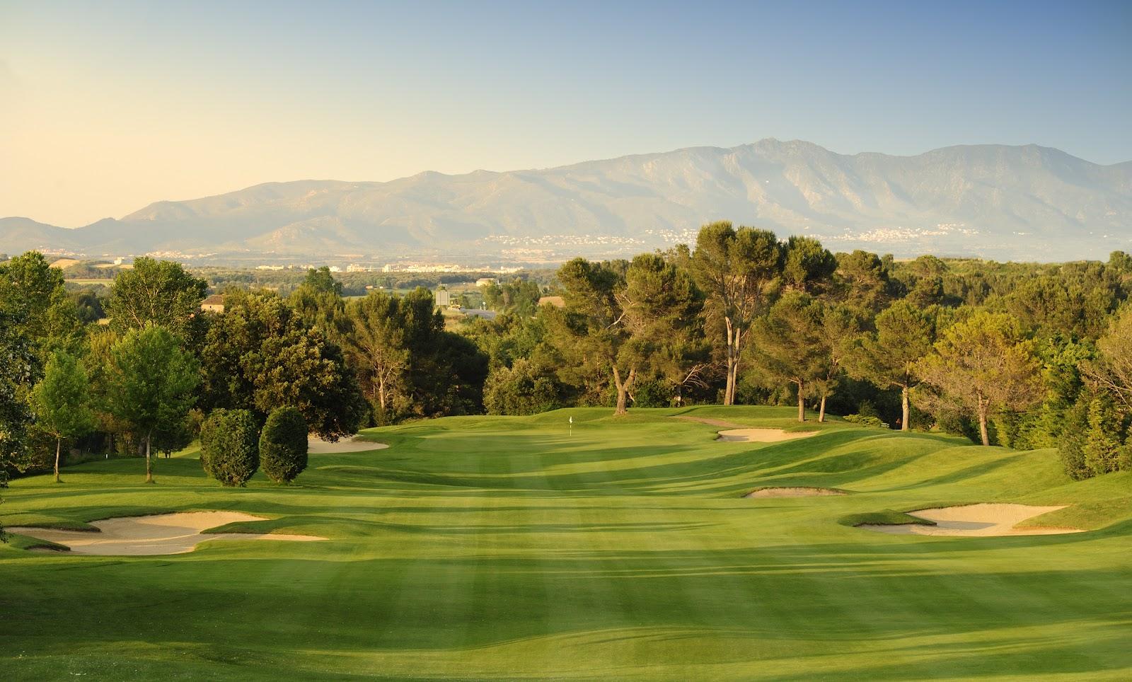 Torremirona Golf, tree lined parkland fairways under the Pyrenees near Navata on the Costa Brava