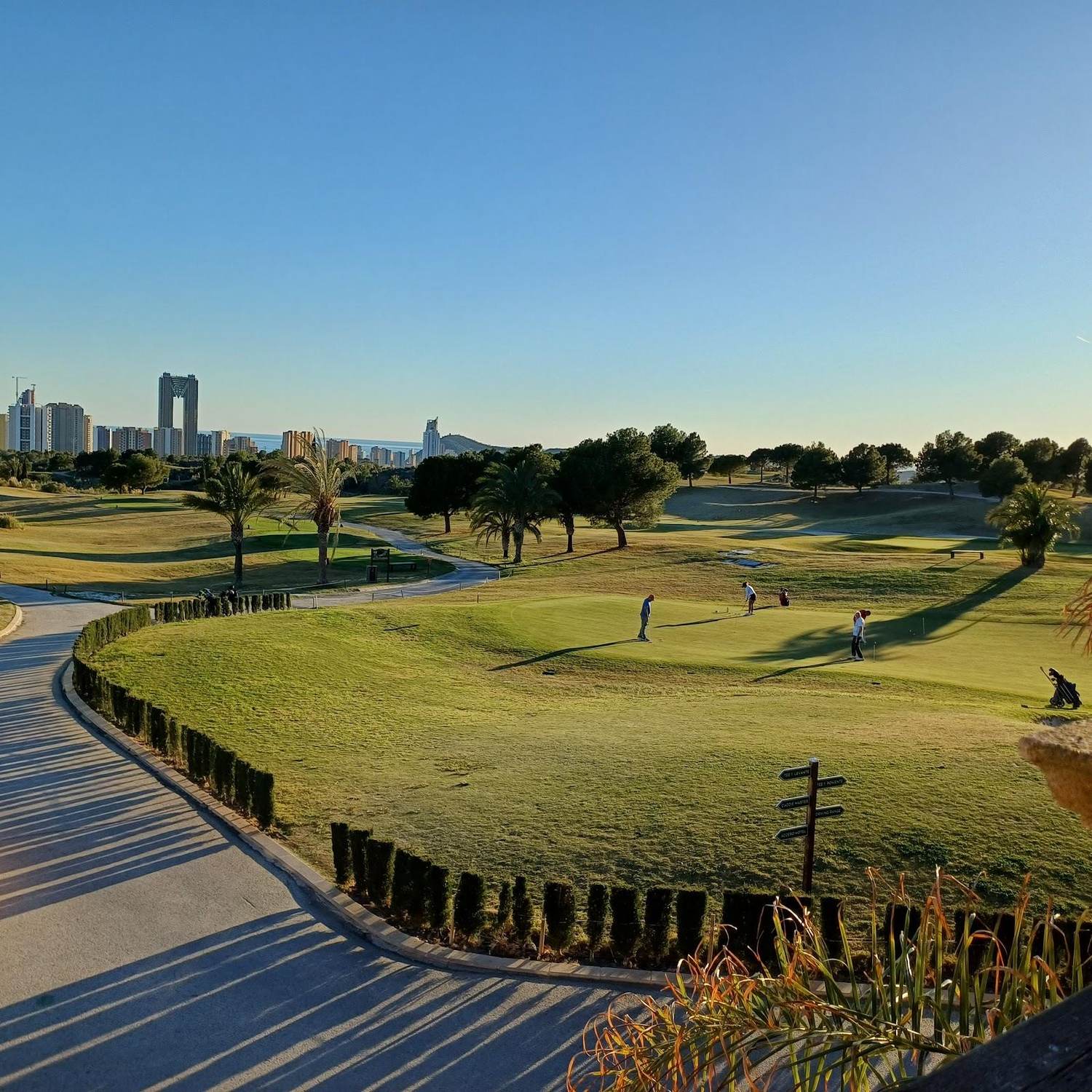 Villaitana Levante golf course above Benidorm on the Costa Blanca, Spain, with the Finestrat mountains beyond