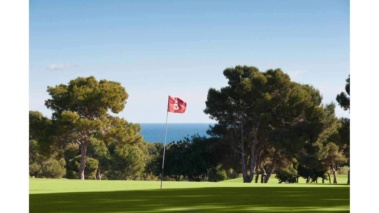 Villamartin Golf, mature fairway and pines above Orihuela Costa, Alicante, Spain