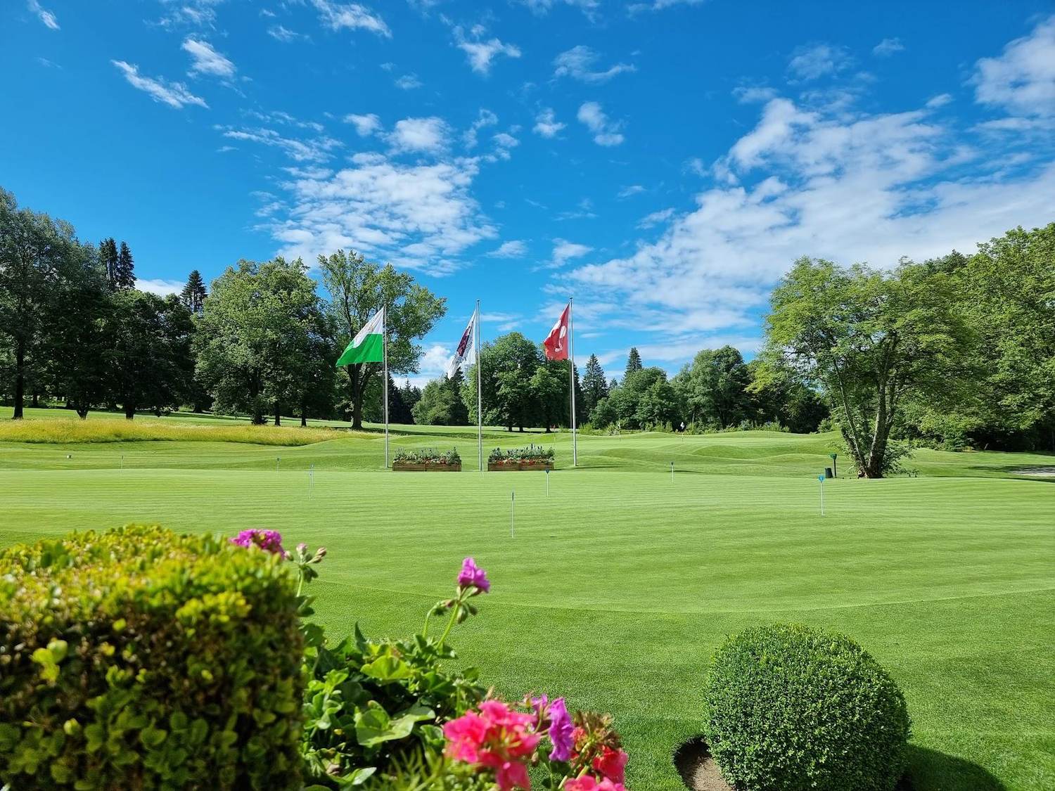 Golf Club de Lausanne, forest parkland fairway above the city in Vaud, Switzerland