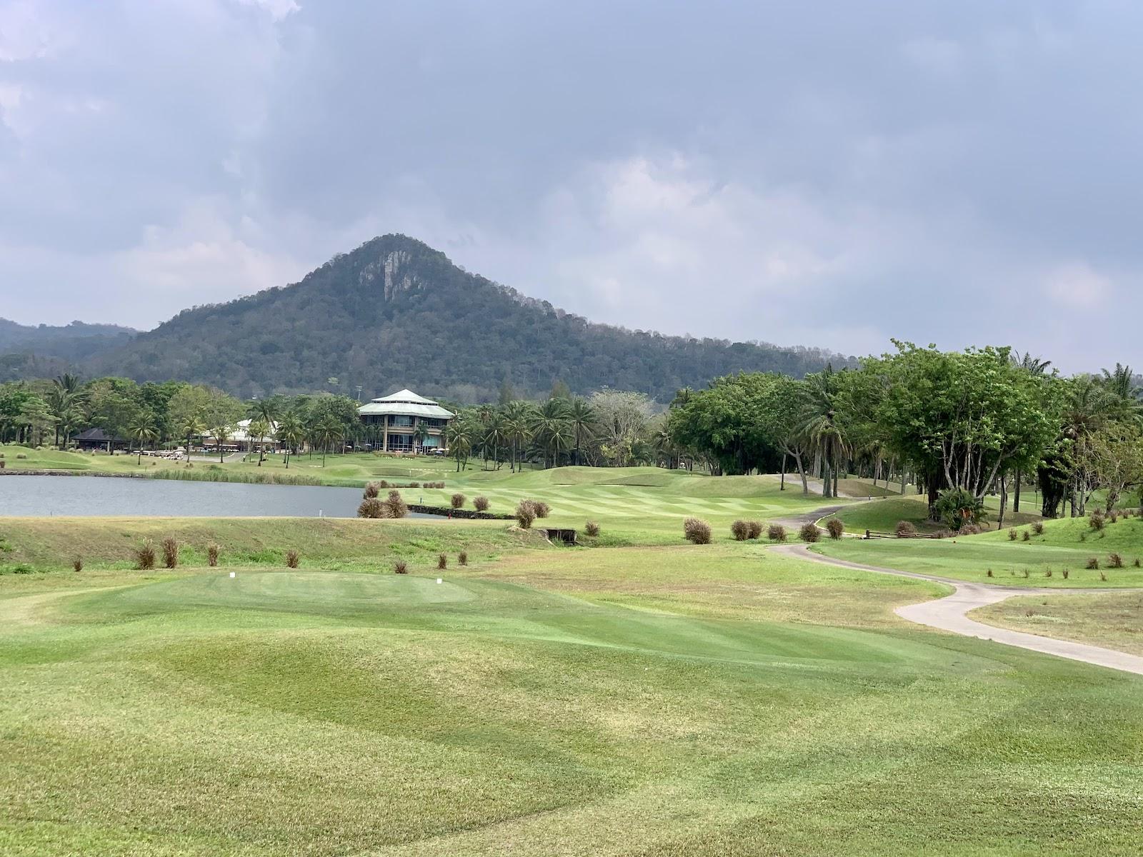 Khao Kheow Country Club, water and bunkered fairways in the wetlands near Si Racha and Pattaya, Thailand
