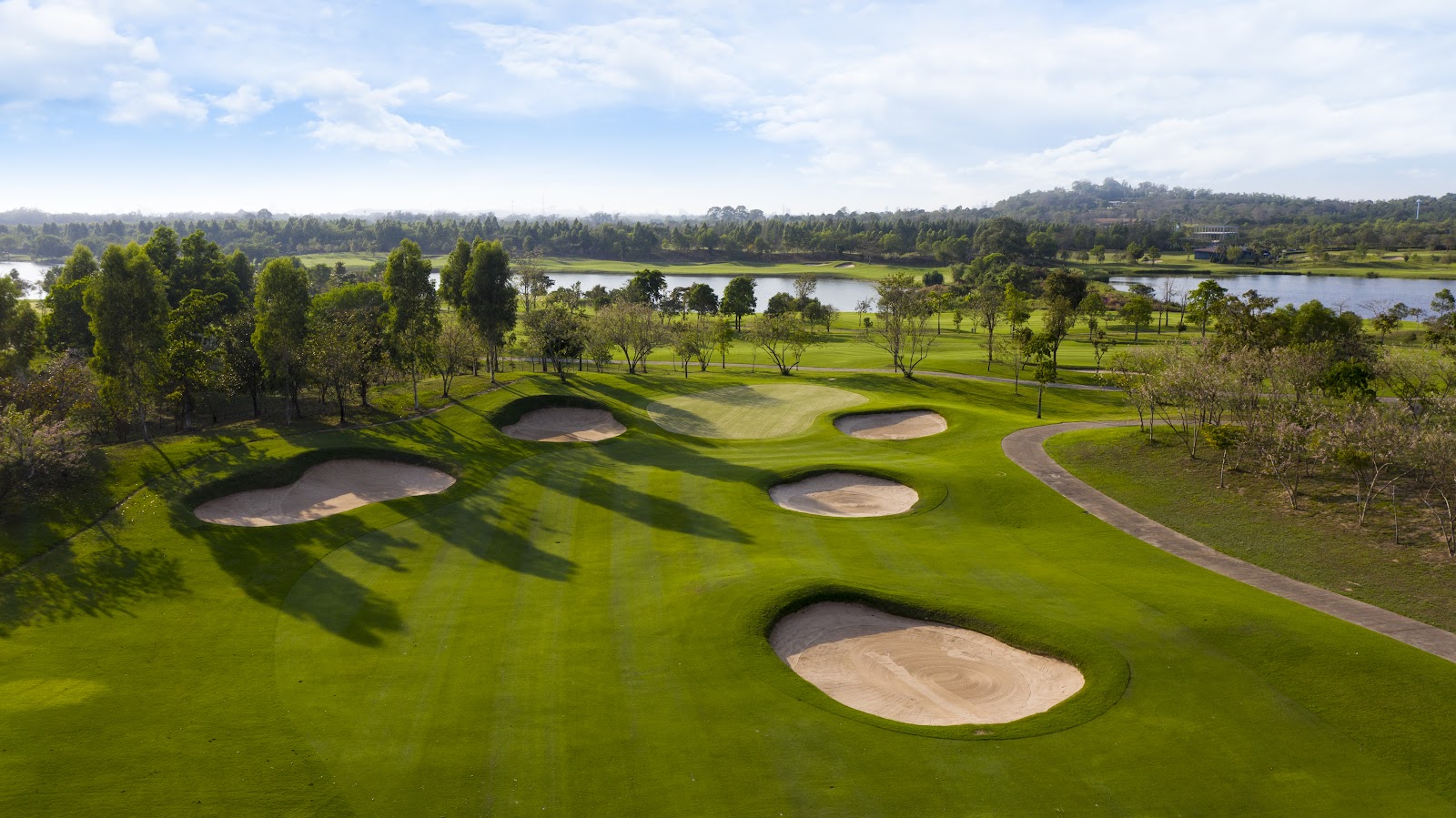 Siam Country Club Waterside golf course fairway and lakes near Pattaya, Thailand
