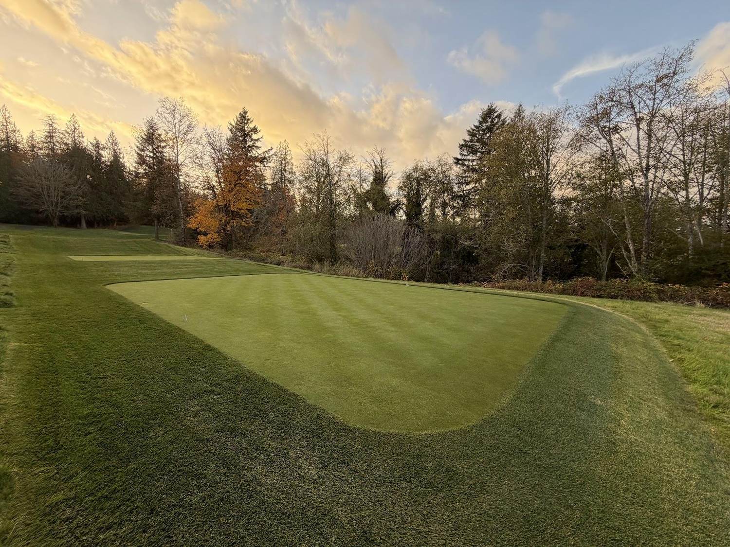 Aldarra Golf Club, rolling tree lined fairway on the former Boeing estate at Sammamish, Washington