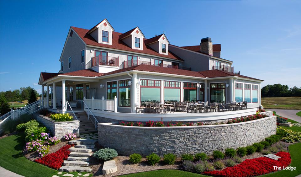 Arcadia Bluffs Golf Club, links style fairway on the high bluffs above Lake Michigan