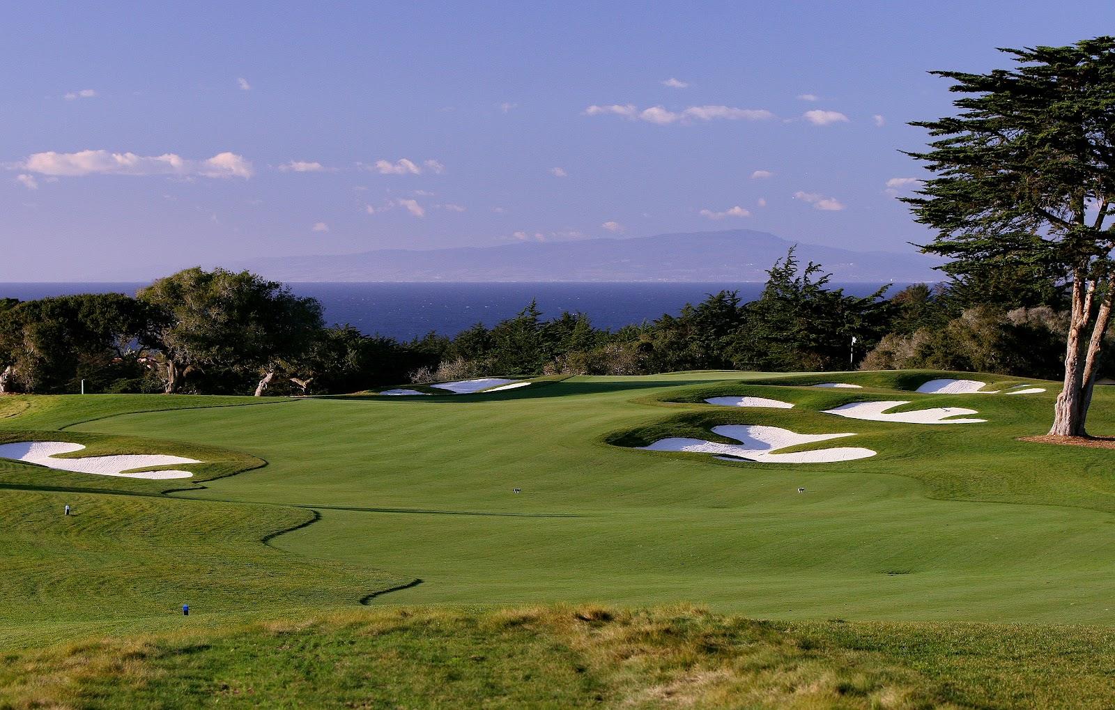 Bayonet and Black Horse, fescue framed fairway on the Monterey Peninsula above Monterey Bay, California
