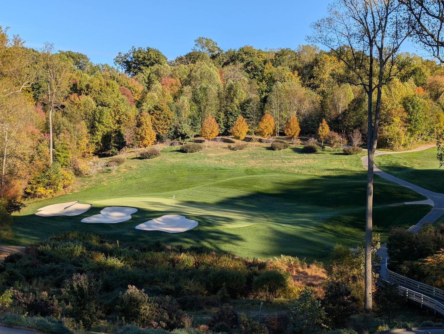Caves Valley Golf Club, wooded fairways and rolling meadow north of Baltimore in Owings Mills, Maryland