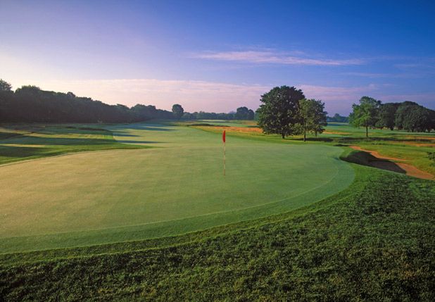 Chicago Golf Club, an open prairie style fairway and template green in Wheaton, Illinois