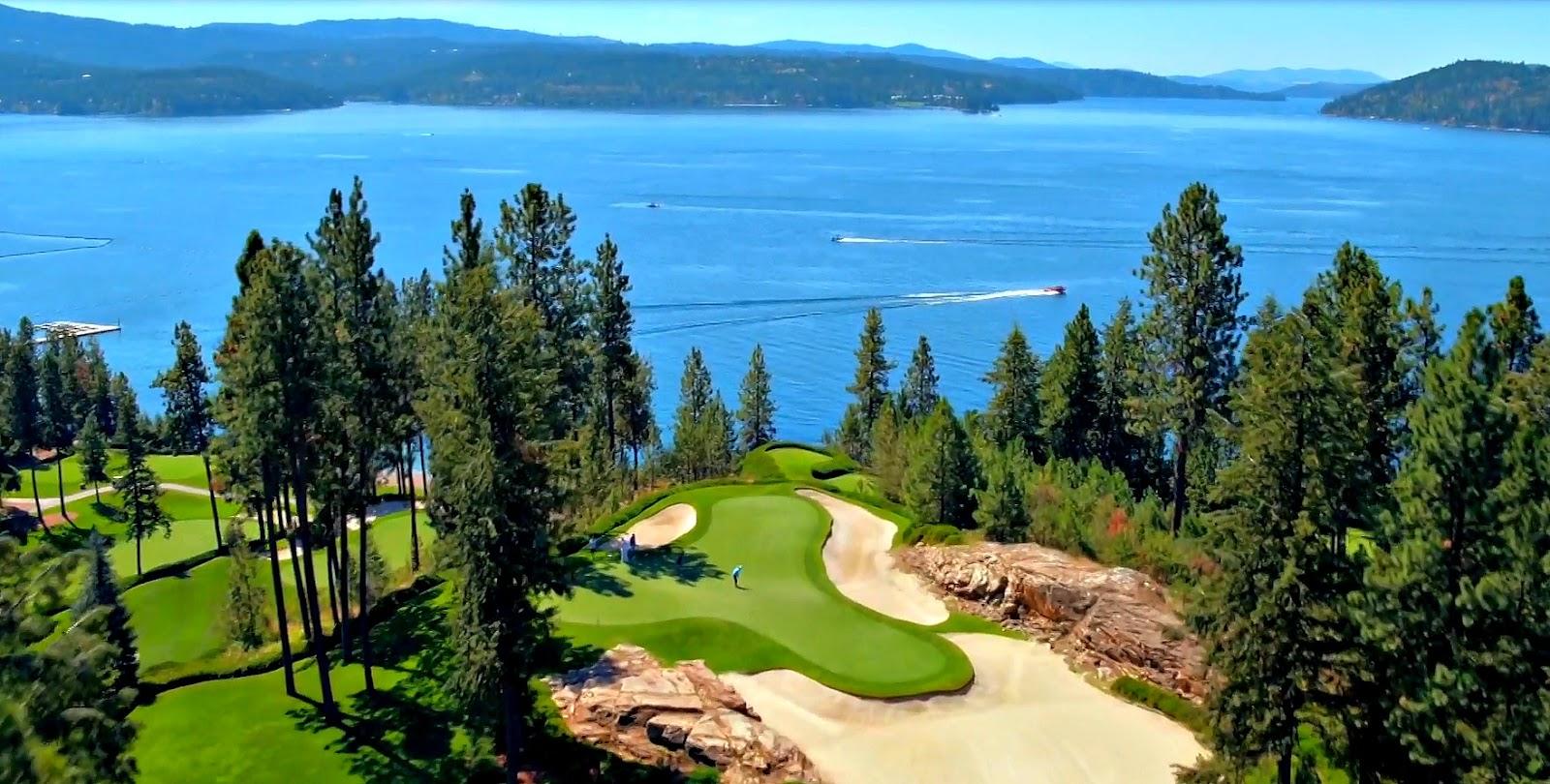 The Coeur d'Alene Resort Golf Course, manicured fairways along Lake Coeur d'Alene in northern Idaho