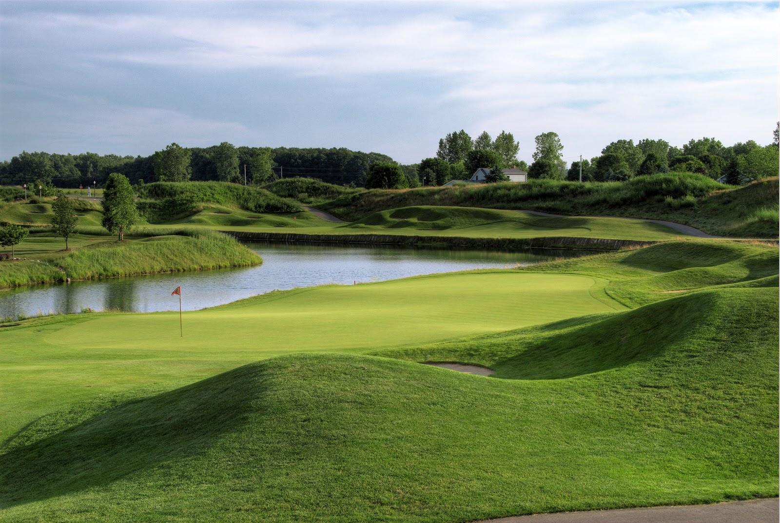 Eagle Eye Golf Club, the island green par 3 17th in Bath, Michigan