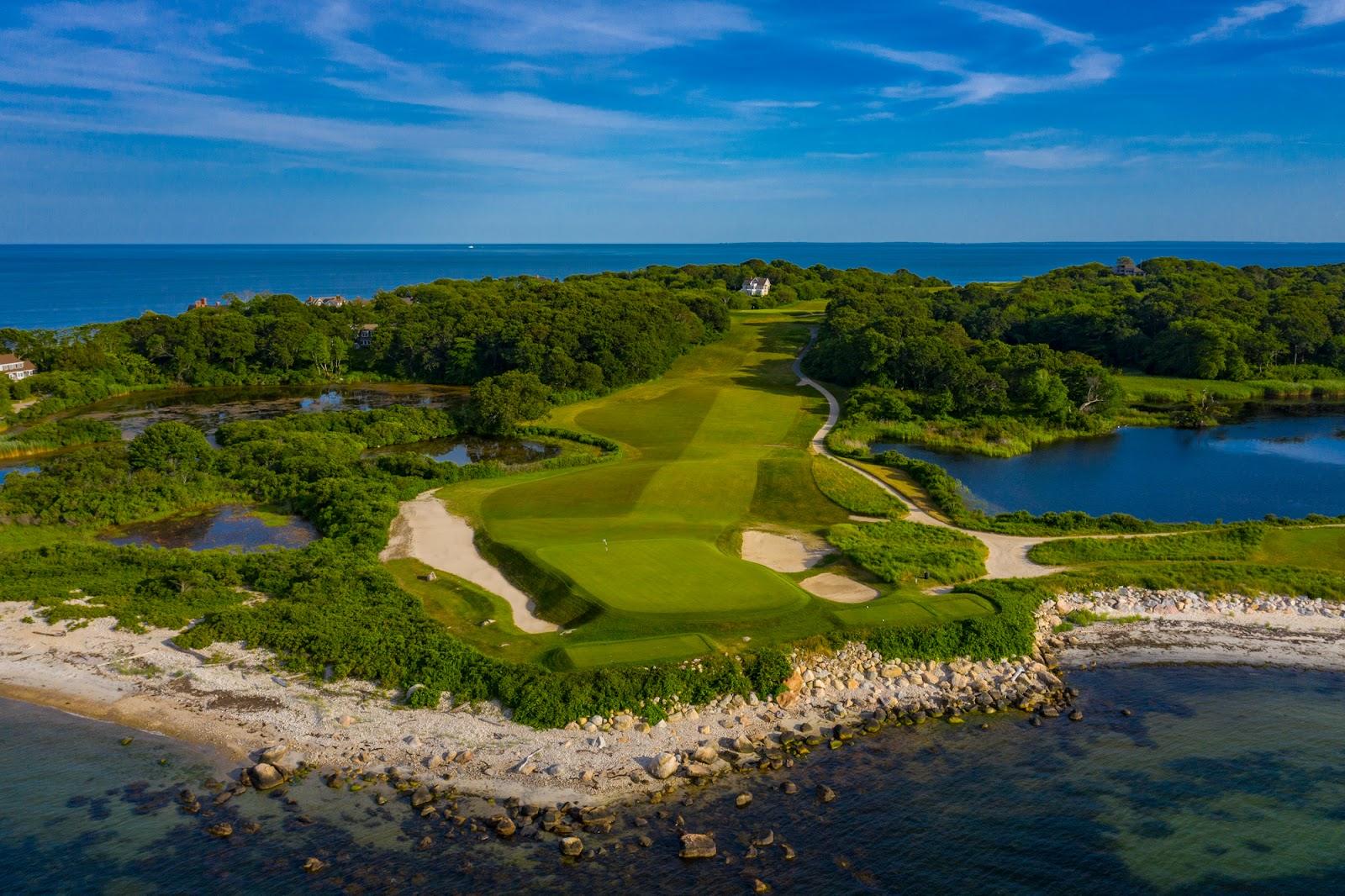 Fishers Island Club, Seth Raynor's clifftop holes above Long Island Sound, Fishers Island, New York