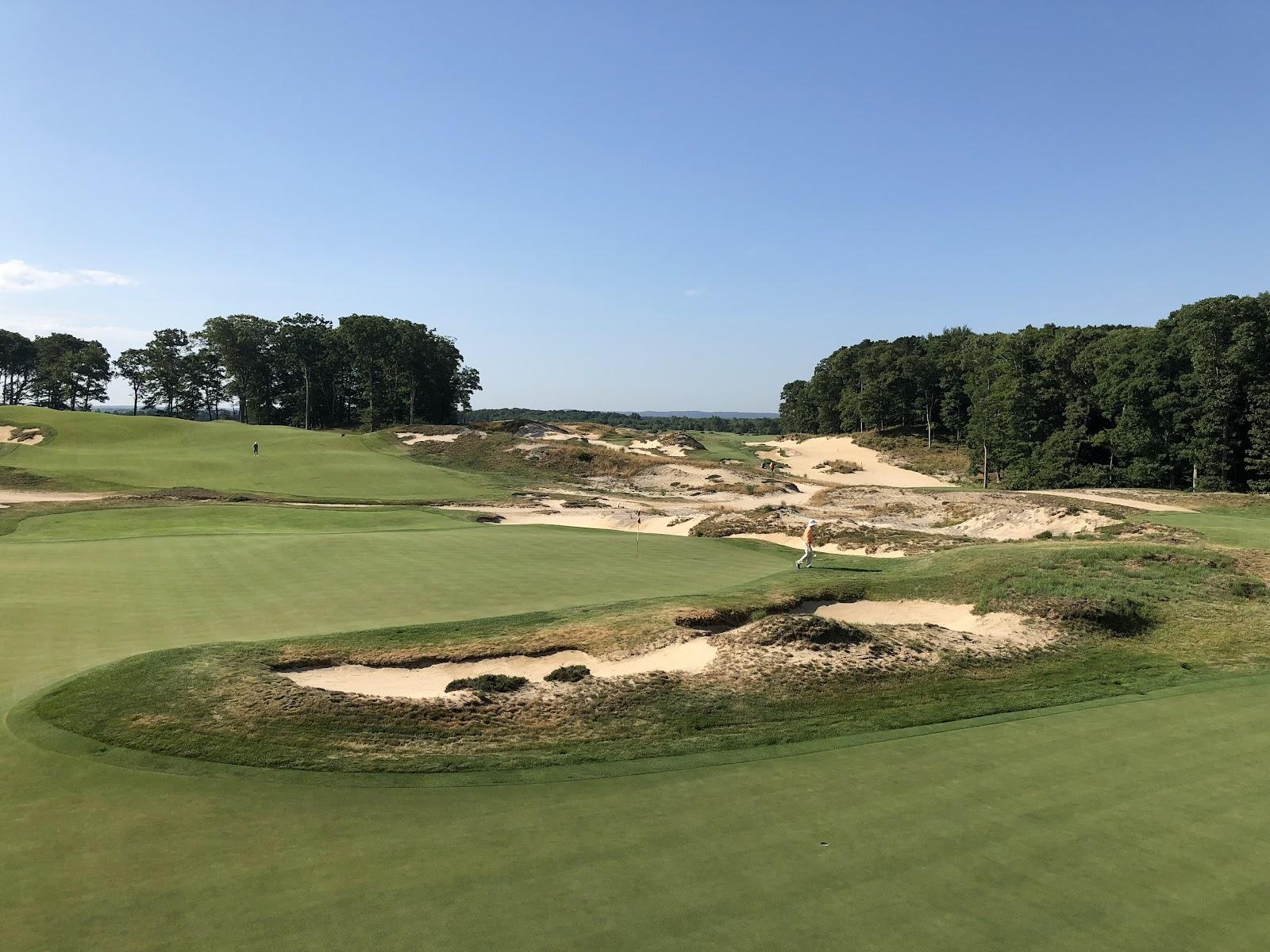 Friar's Head Golf Club, Long Island, New York, fairways winding through coastal sand hills above Long Island Sound