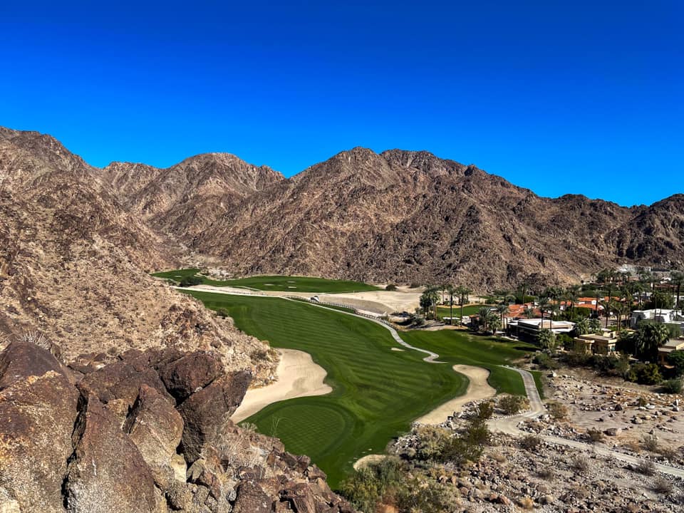 La Quinta Resort Mountain Course, fairway set against the Santa Rosa cliffs in La Quinta, California