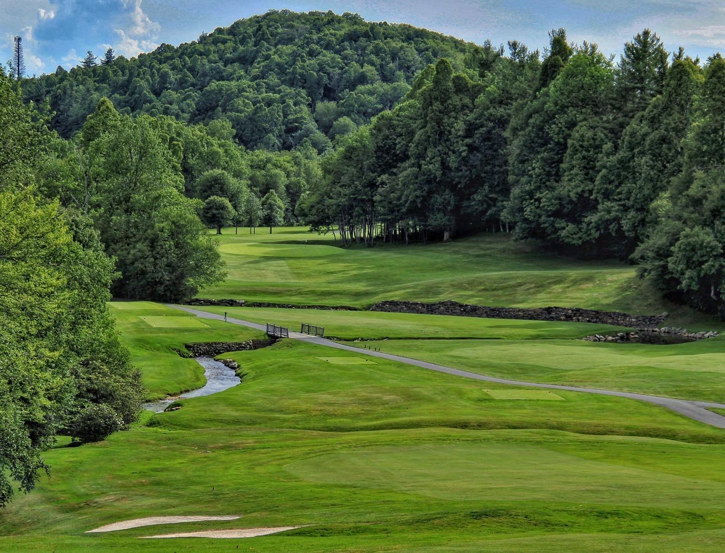 Linville Golf Club, Donald Ross fairway beneath Grandfather Mountain in the North Carolina High Country
