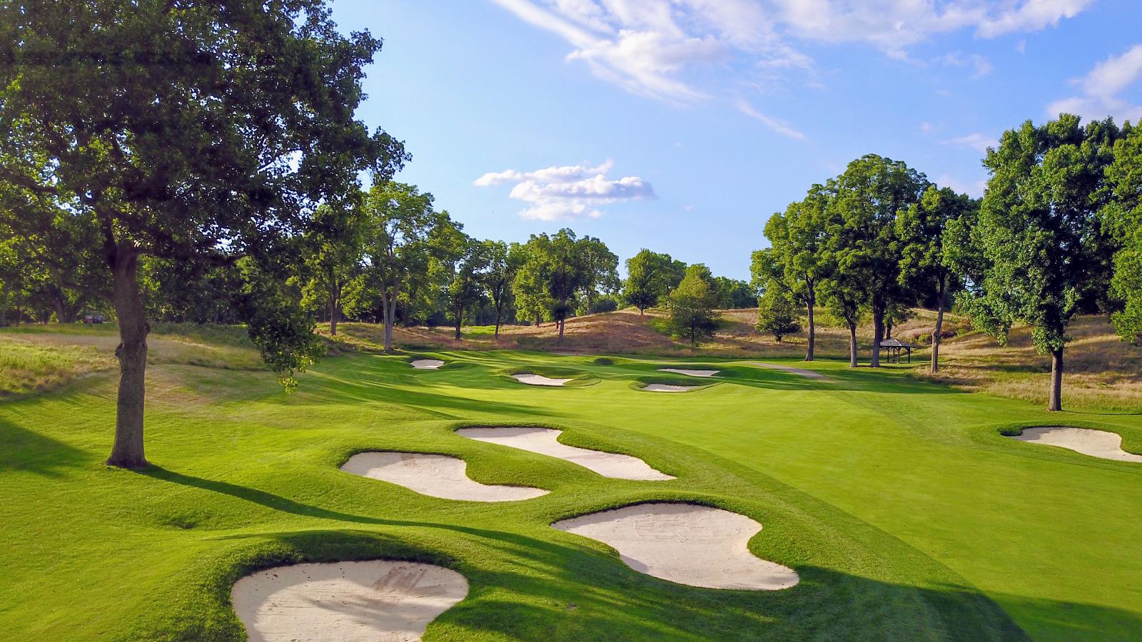 NCR Country Club South Course, wooded doglegged Dick Wilson parkland near Dayton, Ohio
