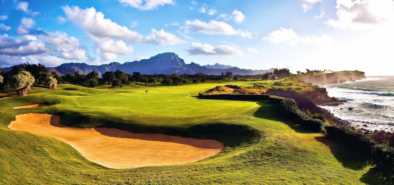 Poipu Bay Golf Course, ocean front fairways on the sunny south shore of Kauai