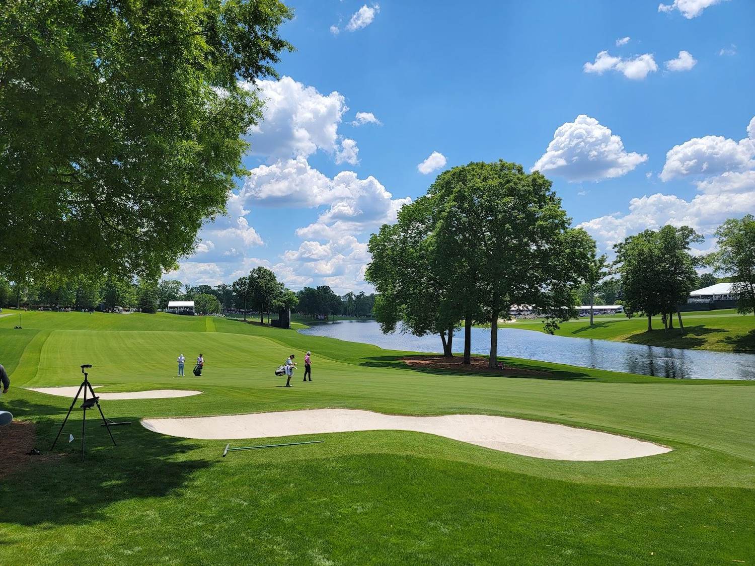 Quail Hollow Club, tree lined parkland fairways and water on the Charlotte championship course