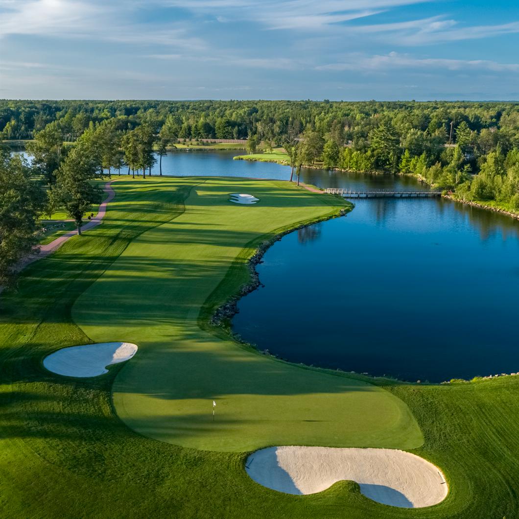 SentryWorld Golf Course, the flower lined par 3 16th near Stevens Point, Wisconsin