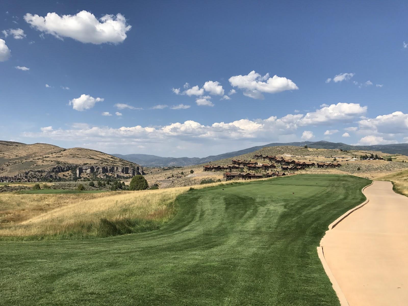 Victory Ranch Club, fairways along the Provo River below the Uinta and Wasatch ranges near Park City, Utah
