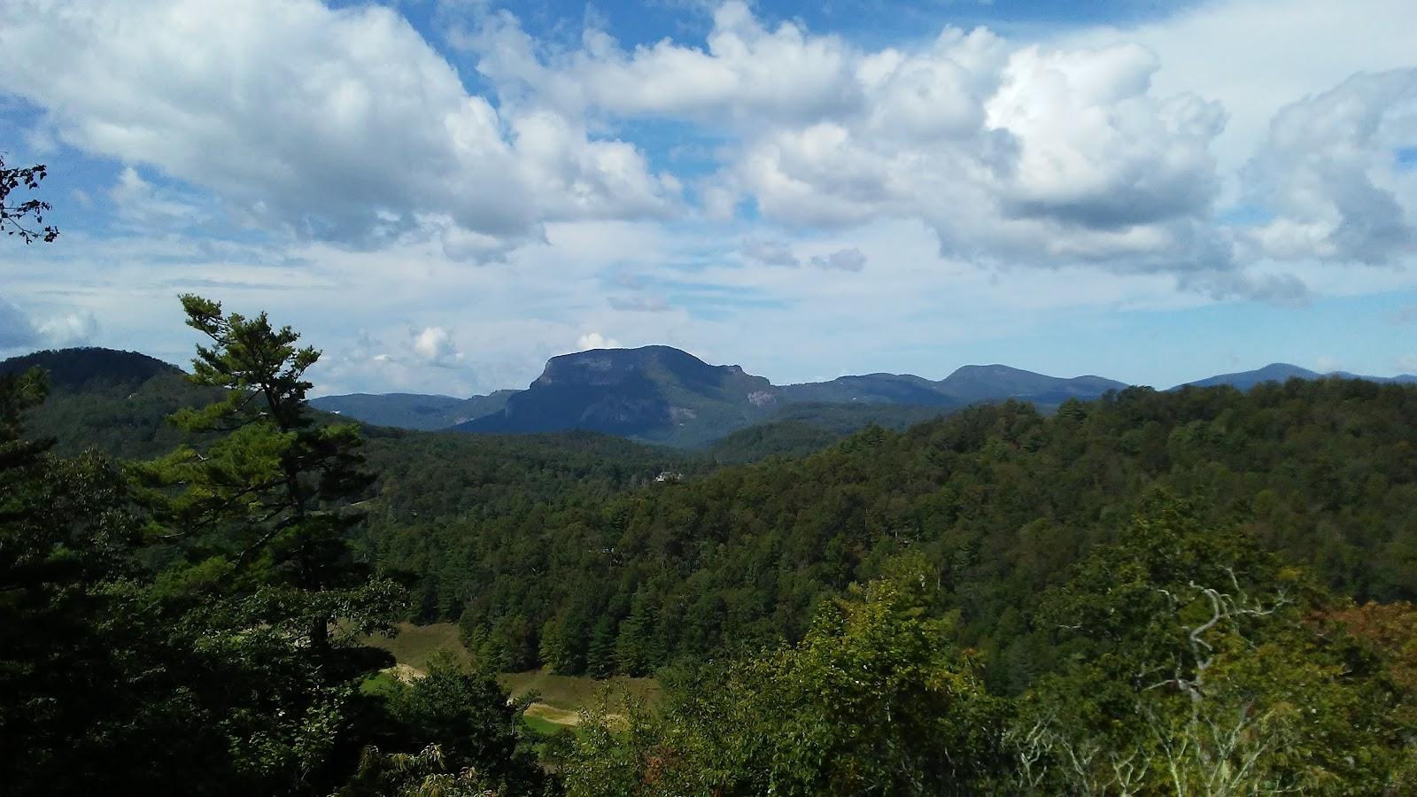Wade Hampton Golf Club, valley fairway beneath Chimney Top Mountain at Cashiers, North Carolina