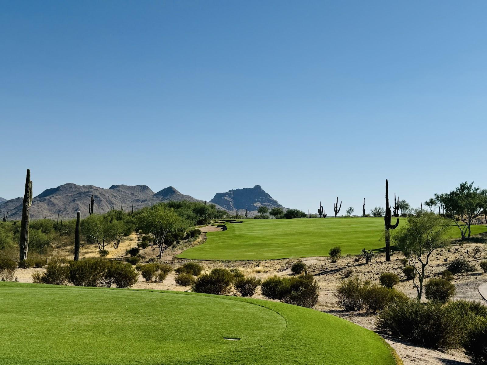 We-Ko-Pa Cholla Course, desert fairway framed by saguaro and the McDowell Mountains near Scottsdale, Arizona
