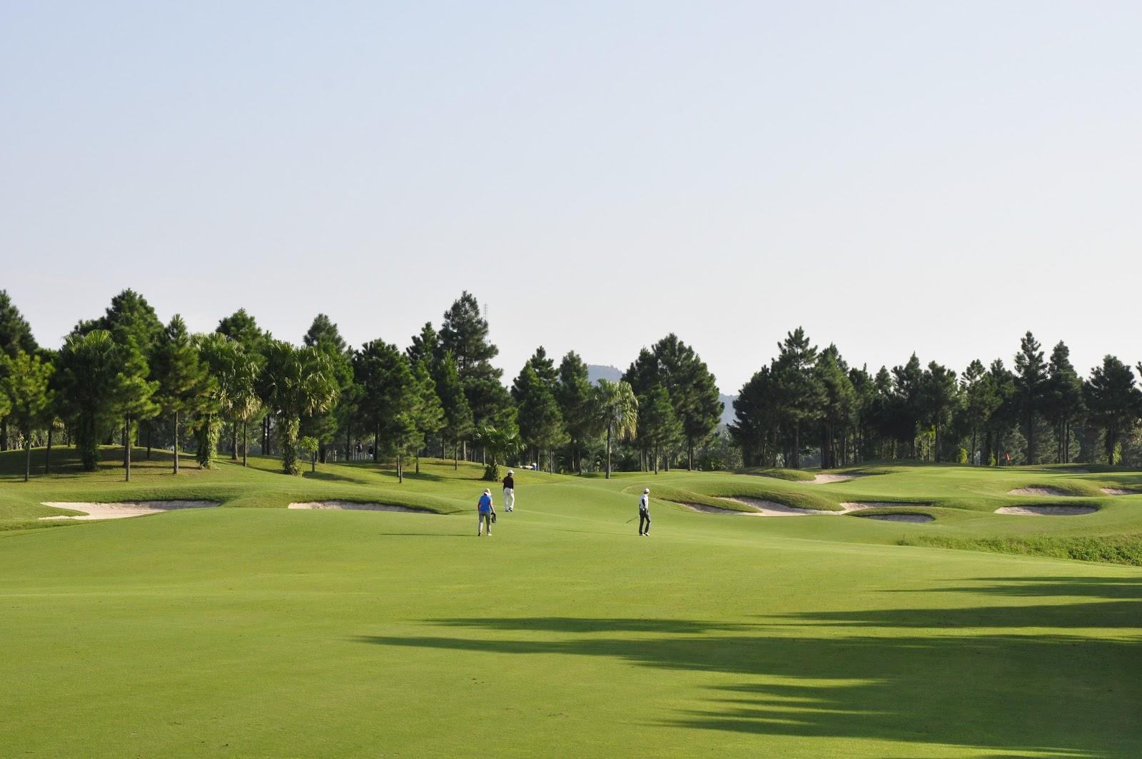 Heron Lake Golf Course at Dam Vac, fairways and water along the lake in Vinh Phuc near Hanoi