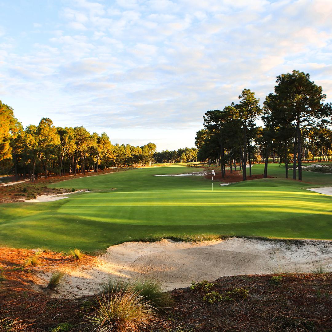 Pinehurst No. 2, Donald Ross fairway and turtleback green in the North Carolina Sandhills