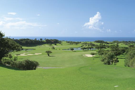 The Southern Links Golf Club, cliffside fairway above the ocean, Yaese, Okinawa, Japan