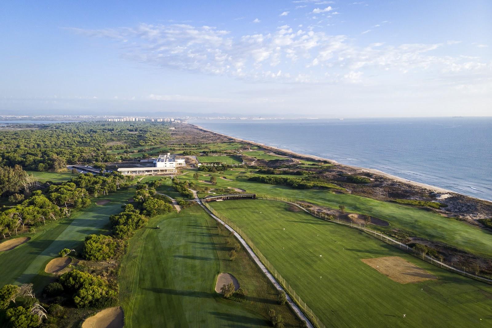 El Saler golf course, fairway among dunes and pines beside the Mediterranean, Valencia, Spain