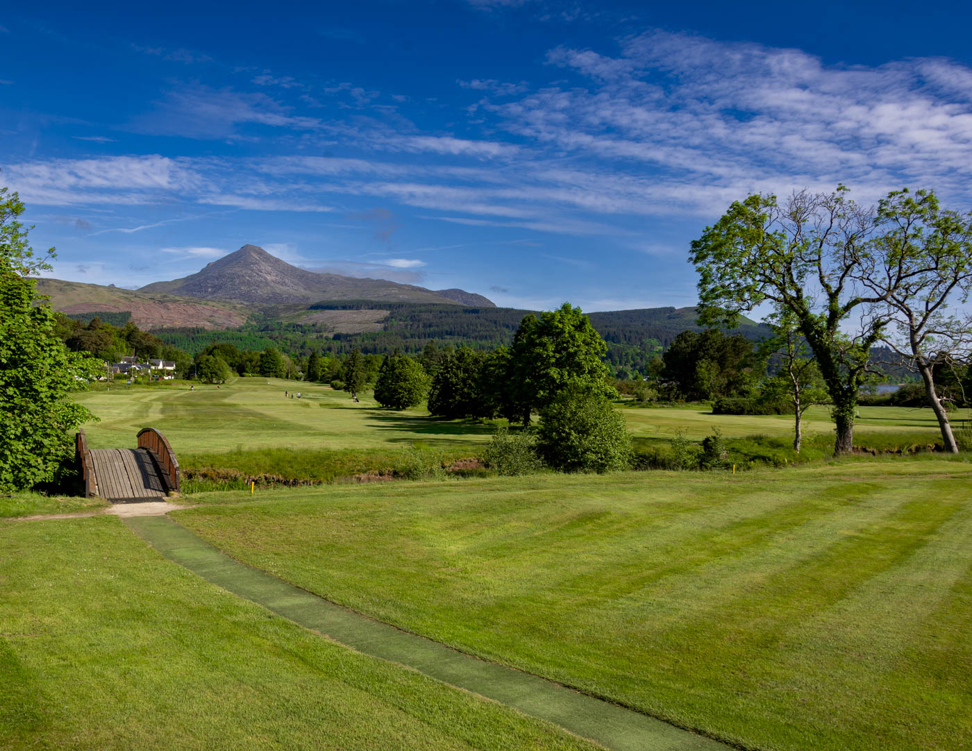 Brodick Golf Club, fairways beneath Goatfell on the Firth of Clyde, Isle of Arran