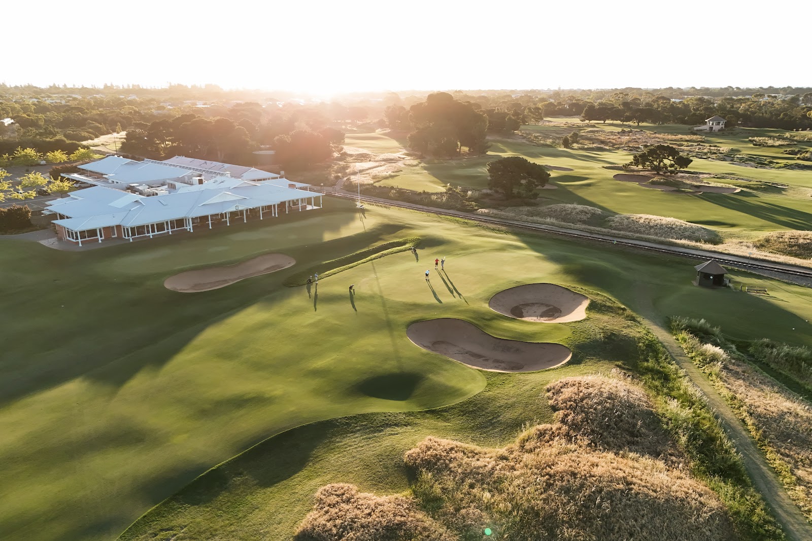 Royal Adelaide Golf Club at Seaton, links fairway through native pines