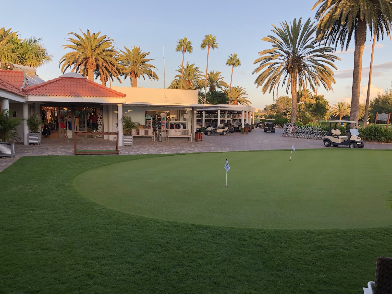 Maspalomas Golf, palm lined fairway near the dunes in the south of Gran Canaria