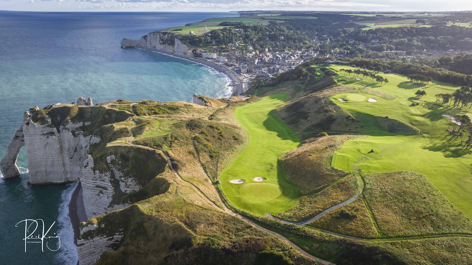 Golf d'Etretat, clifftop fairways above the chalk arches of the Alabaster Coast in Normandy