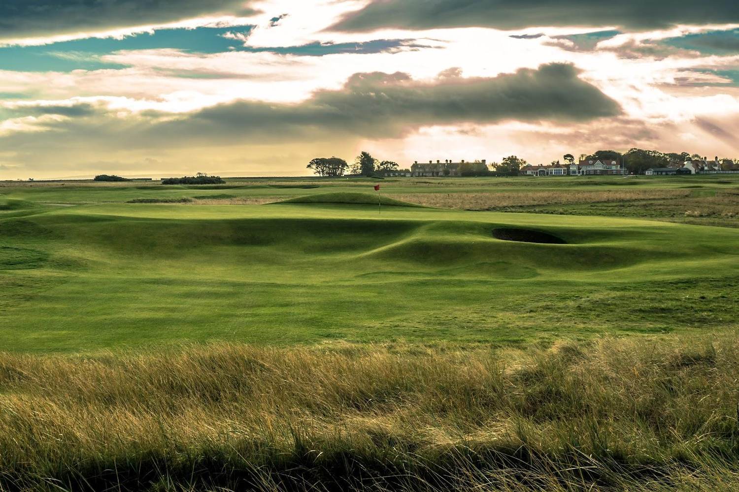 Muirfield links and clubhouse, the Honourable Company of Edinburgh Golfers at Gullane in East Lothian, Scotland
