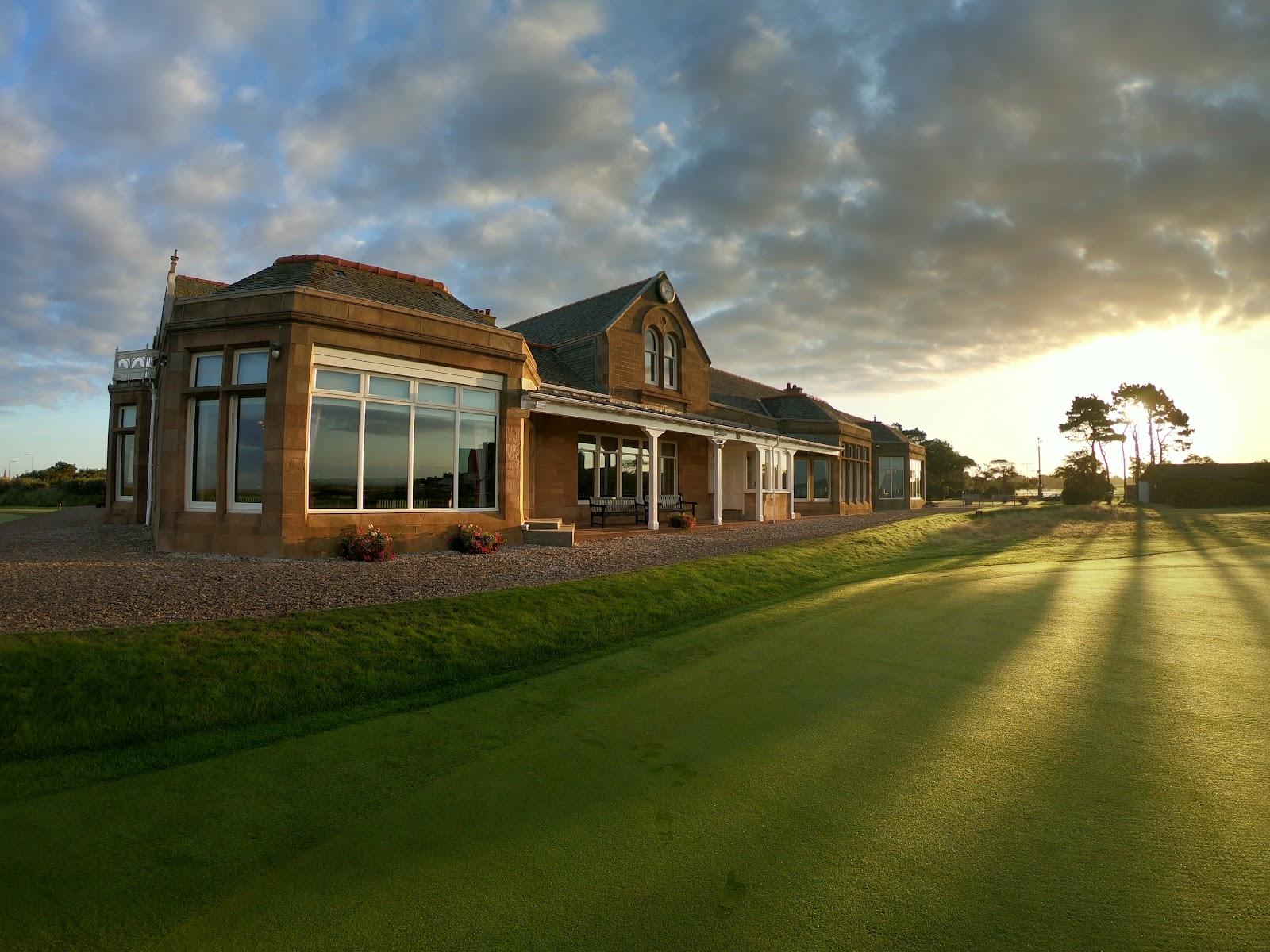 Royal Troon Golf Club, links fairway and clubhouse on the Ayrshire coast of Scotland