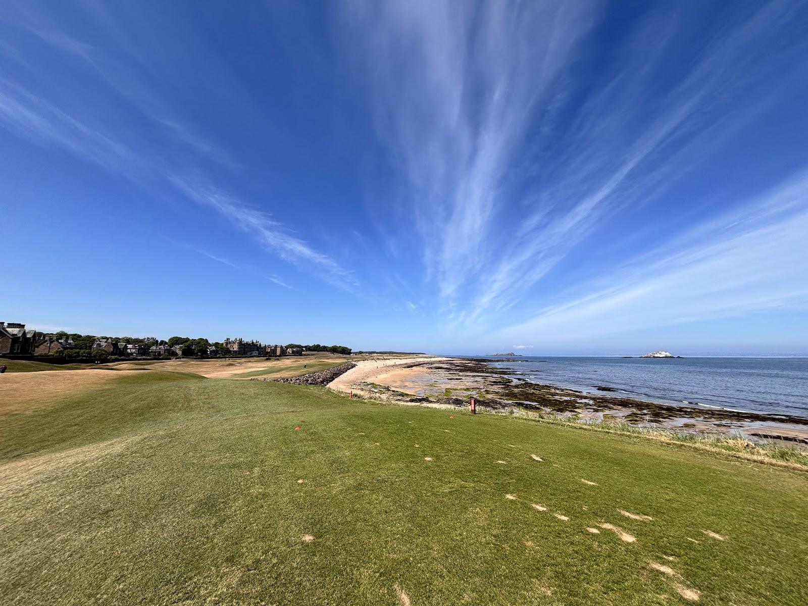 North Berwick West Links along the East Lothian coast with the Firth of Forth beyond