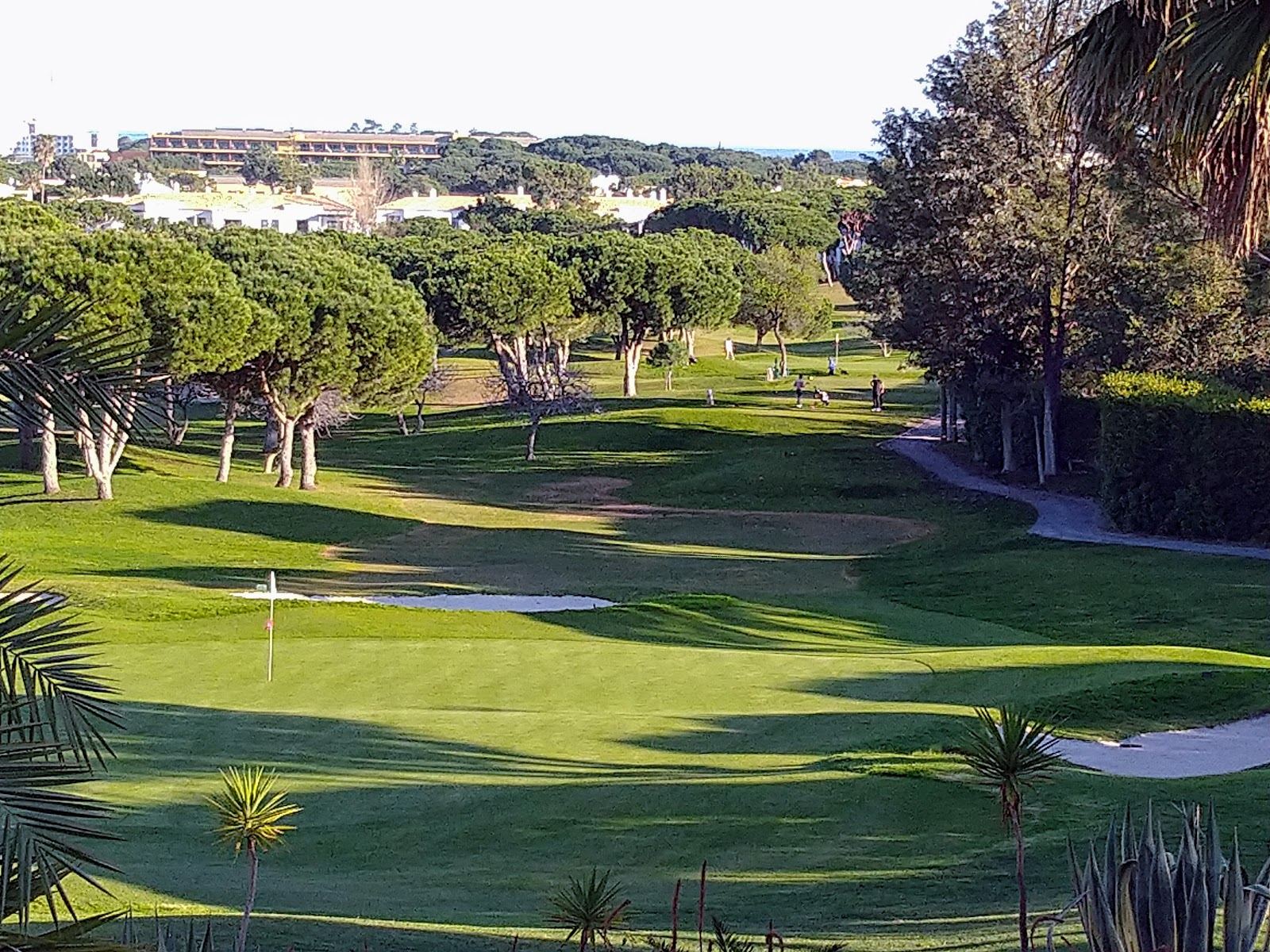 Pine Cliffs Golf Course, fairway above the red cliffs of the Algarve, Portugal