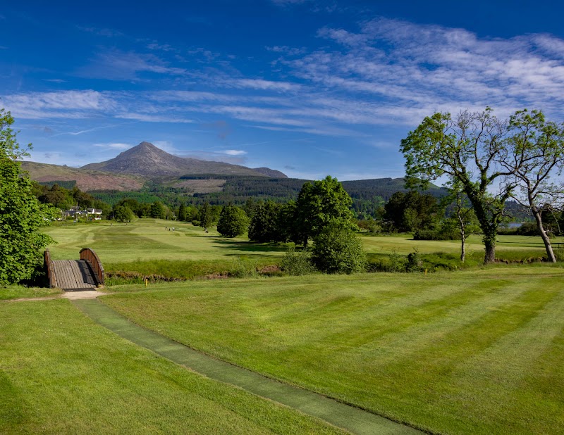 Brodick Golf Club, parkland and links holes below Goatfell on the Isle of Arran