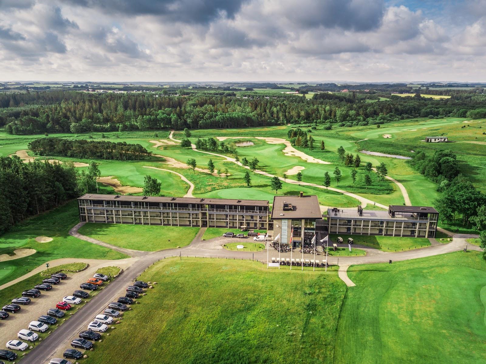 Lubker Golf Resort fairway through forest and heath on the Djursland coast of Denmark