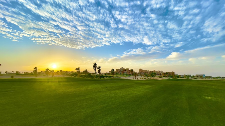 Cascades at Soma Bay golf course between the desert and the Red Sea, Egypt