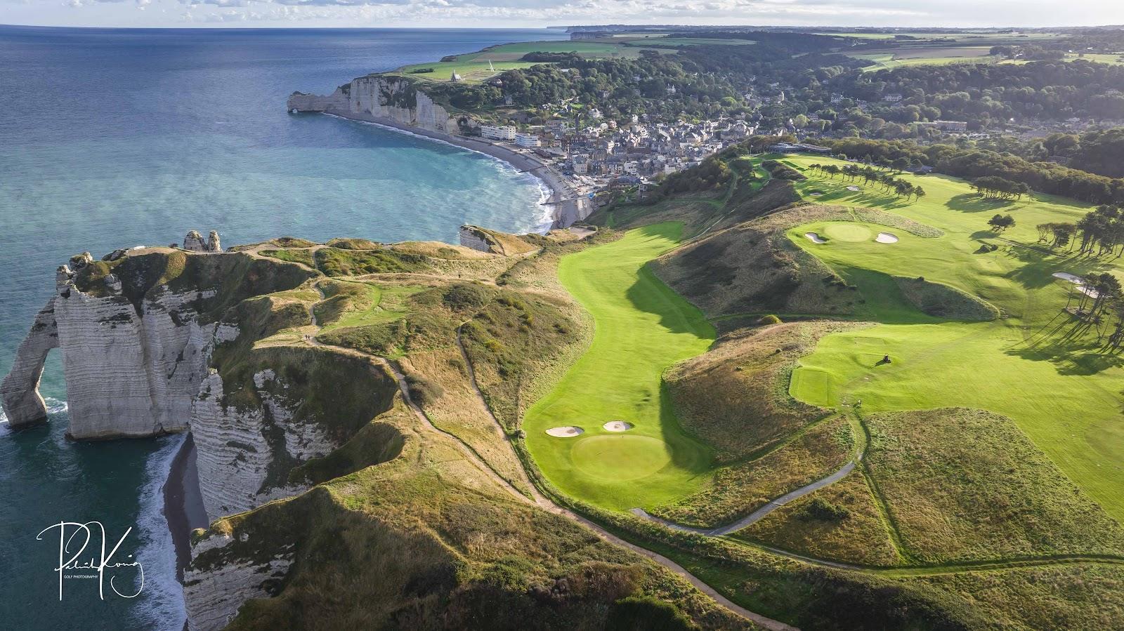 Golf d'Etretat above the chalk cliffs of the Alabaster Coast in Normandy
