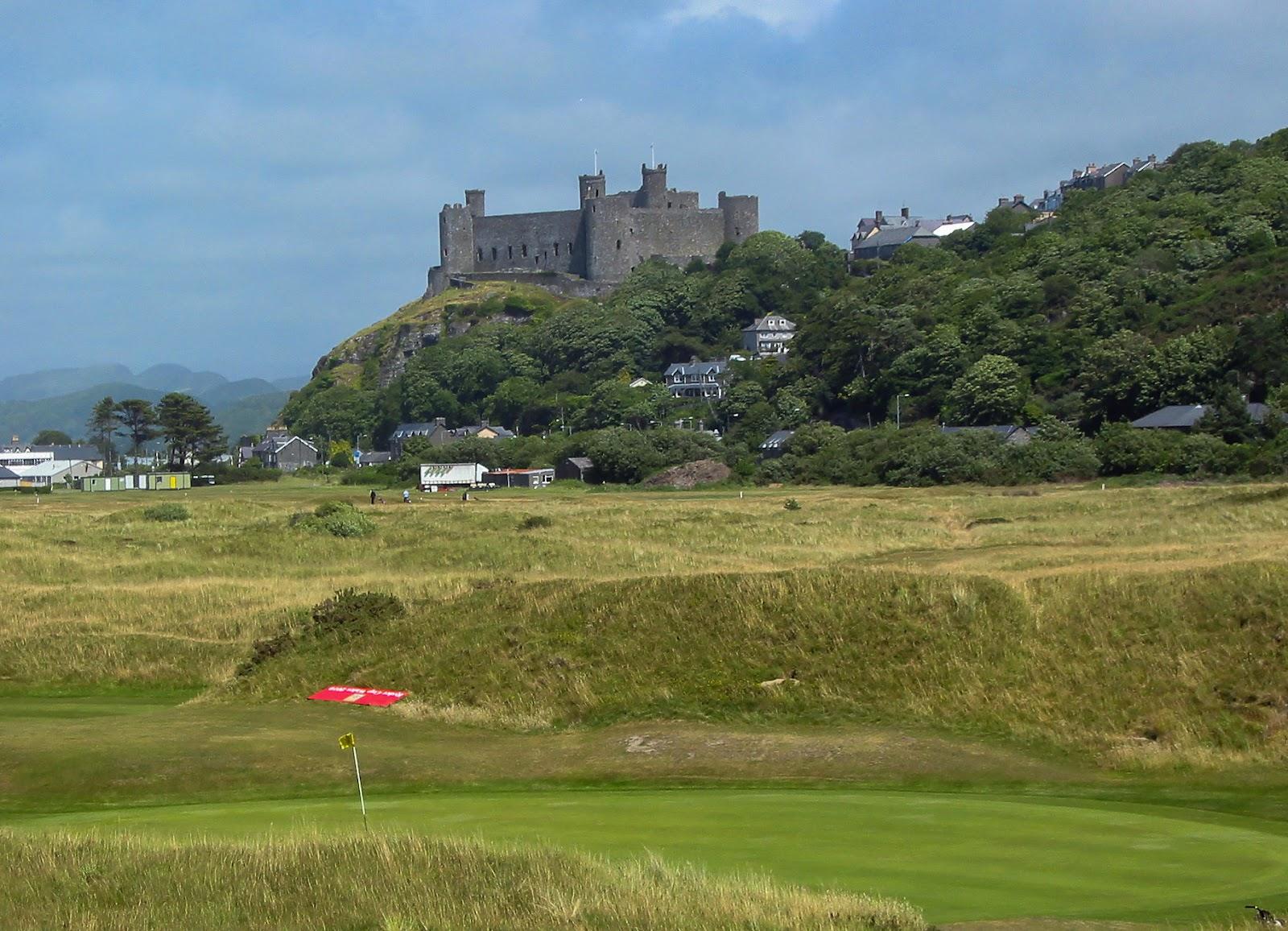 Royal St David's links beneath Harlech Castle on the Welsh coast